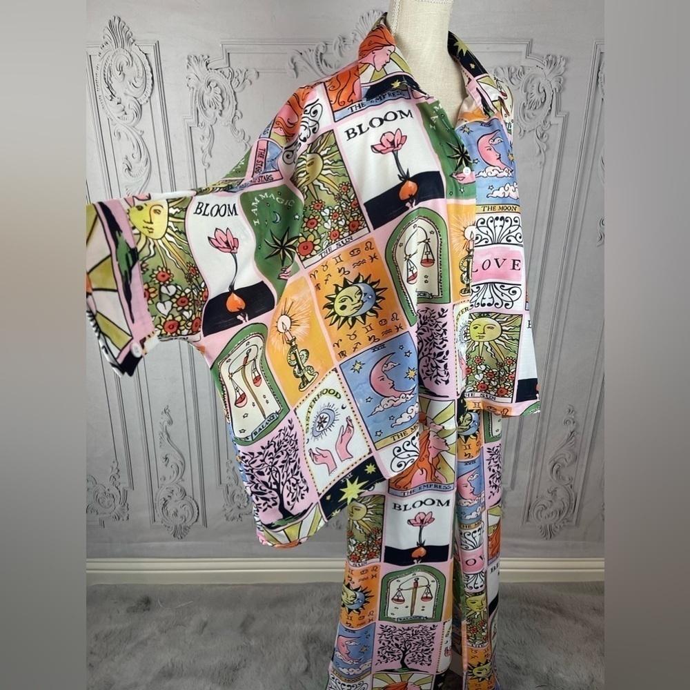 Whimsical Flowy Oversized Top Wide Leg Trousers Two Piece Set - Picture 3 of 11